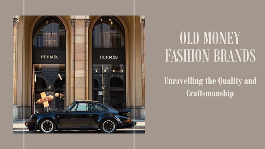Feature image for the blog post 'Unravelling the Quality and Craftsmanship of Old Money Fashion Brands', showcasing a sleek black Porsche parked outside a luxury Hermes store, a symbol of the high-quality and prestige associated with old money fashion.
