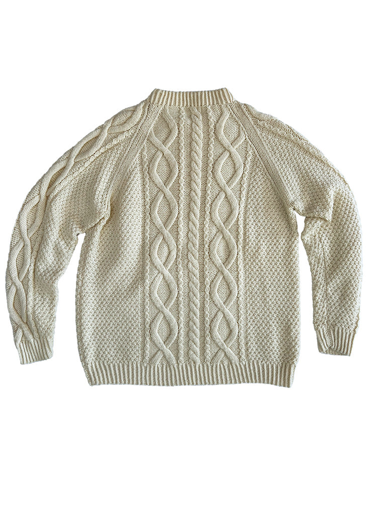 Vintage Hand-Knitted Cream Cable Wool Jumper