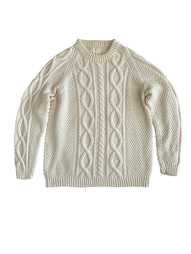 Vintage Hand-Knitted Cream Cable Wool Jumper